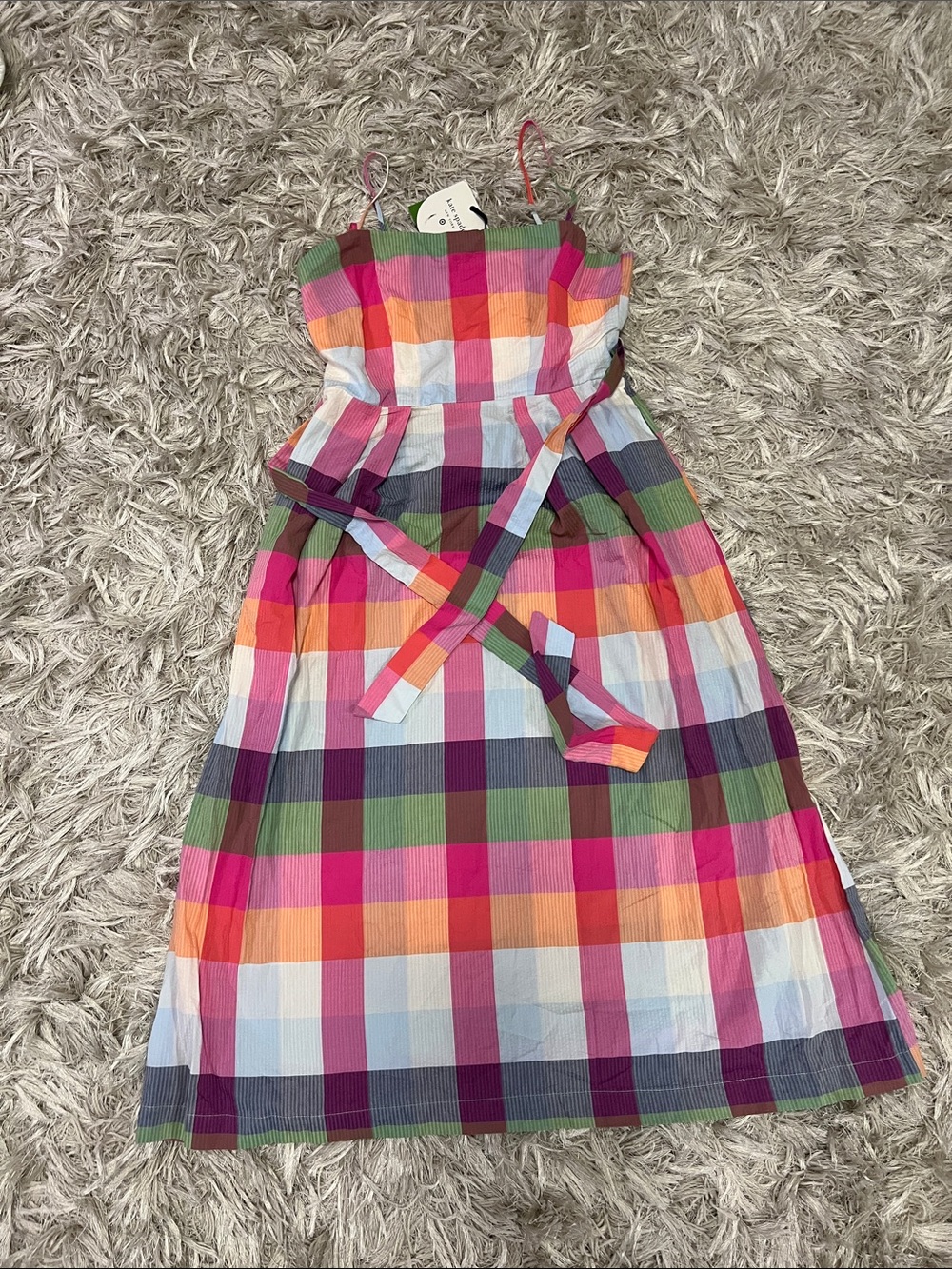 Multicolor Plaid Sundress with Tie Waist